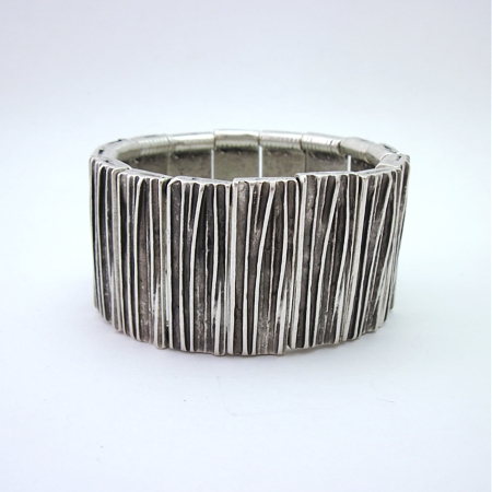 Medium Width Lined Stretch Zinc Bracelet - Click Image to Close
